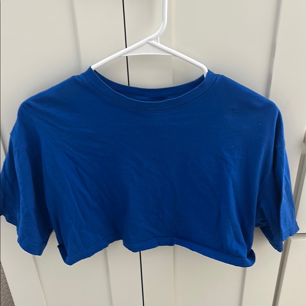 H&M Blue Boxy Crop T-Shirt